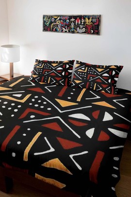 African Style Bedding Sets Bogolan Duvet and Pillow Covers (MORE SIZES AVAILABLE)