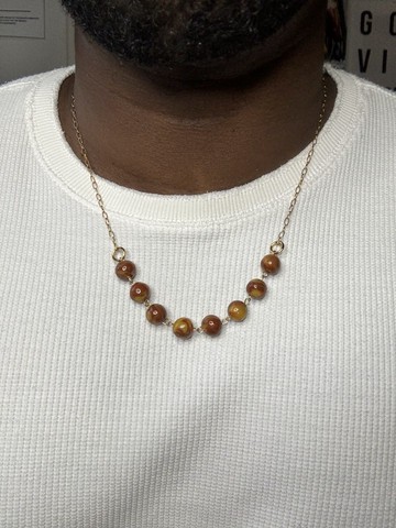 BRIGHT24-01 : Collier perles de terre handmade