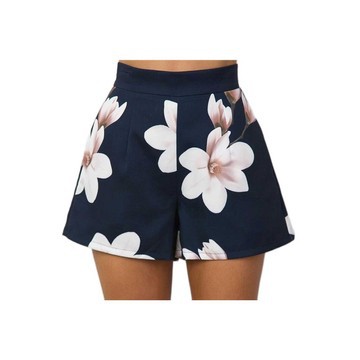 high waist floral knit shorts