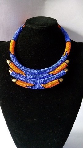 African beaded necklace, Beaded jewelry for women, Christmas gift for mom, Zulu beaded necklace