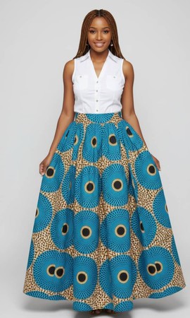 Radiant Mandala African Print Maxi Skirt