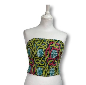 BUSTIER EN TISSU WAX PLISSE  ARTISANALEMENT  ISIMA
