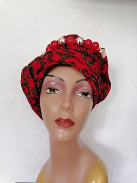 wax scarf / scarf with "sika sika" pearls