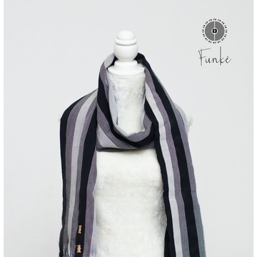Turban, shawl, black and gray scarf