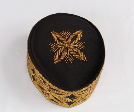 Velvet Stoned Crown Wedding Hat, Traditional Beaded Cap, African Mens Hat, African Wedding Hat
