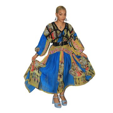 African Customed Made Women Print Fit and Flare Dress