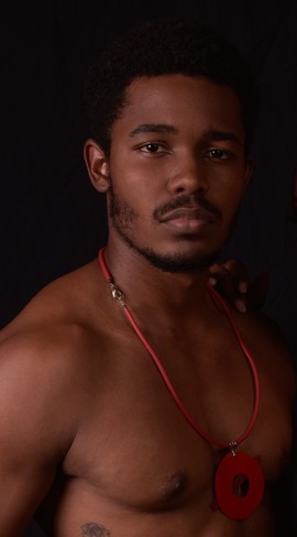 MANLY19-14: MEN'S NECKLACE / RED GEOMETRIC PENDANT