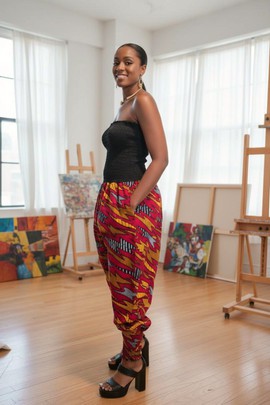 Ankara African Print Smocked Jumpsuit, Strapless Harem Style Romper, Vibrant Heritage Fashion