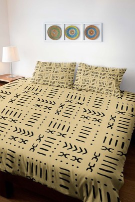 African Themed Bedding Set Duvet and Pillow Covers Beige (MORE SIZES AVAILABLE)