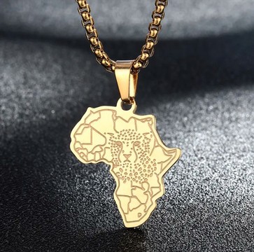 Collier carte africaine plaqué or 18 carats