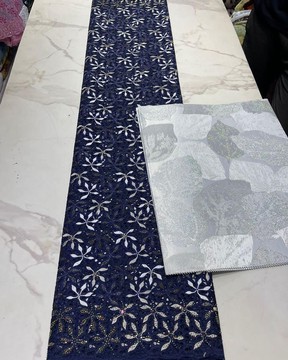 Dentelle pour femme, broderie ajourée à changement d'aiguille avec lurex, (5 yards)