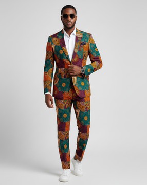 Heritage Print Ankara Suit | Slim Fit 2-Piece Vibrant African Print Formal Attire
