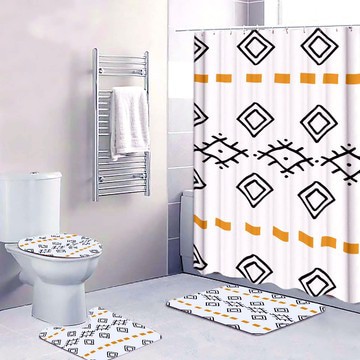 Cultural Unique Bath Mat White and Black Bathroom Rug (LARGER SIZES AVAILABLE)