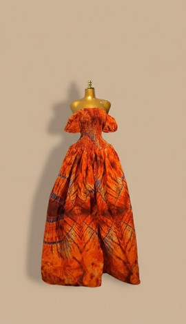 African Print Smocked Maxi Gown