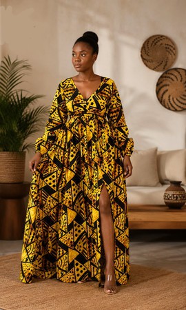Long wax print dress – Elegance &amp; Femininity