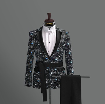SPACE PATTERNED JACQUARD TUXEDO SUIT