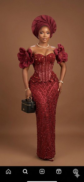 Embellished Burgundy Gown