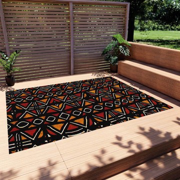 Mudcloth African Outdoor Rug Colorful Ethnic Carpet (LARGER SIZES AVAILABLE)