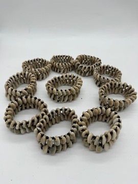 10 Handmade Cowrie Shell Bracelets, African Boho Shell Wristbands, Adjustable Beach Jewelry