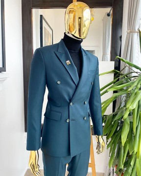 A Sacramento green double breasted blazer suit