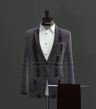 COFFEE/MAUVE TEXTURED TWEED NOTCH LAPEL SUIT ..........BEST SELLER