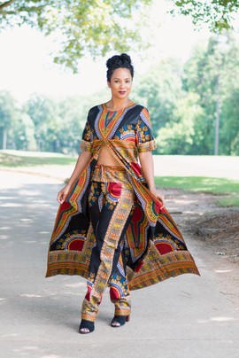 Ankara Dashiki Duster and Pants Set