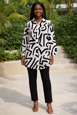 The Abeni Kuba Doodle Radiance Shirt Dress – Light wrapped in heritage