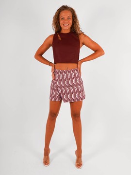 Crop top goutte gabardine bordeaux