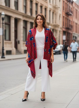 Cardigan Oversize à Motifs Géométriques – Élégance Bohème Chic