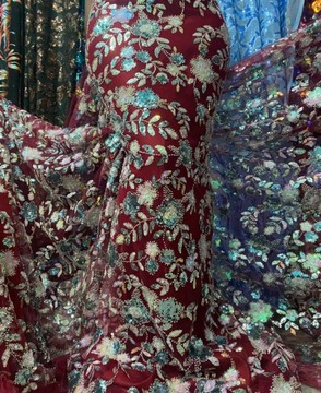 Tissu en dentelle perlée, 5 yards