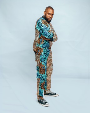 Unisex African Print Ankara Wax 2 piece with 2 way reversible bomber jacket and combat pant