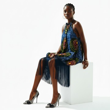 MA | Robe midi à franges Sisi, ourlet bouffant
