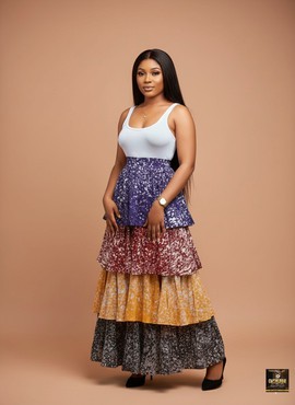 Multi-Tiered Print Skirt &amp; Tank Top