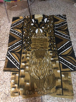 African Mud Cloth Grand Buba/ African Bubu Gown/ Hand painted