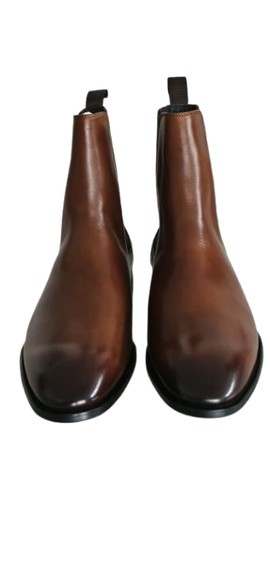 Bottines Chelsea en cuir lisse marron pour homme