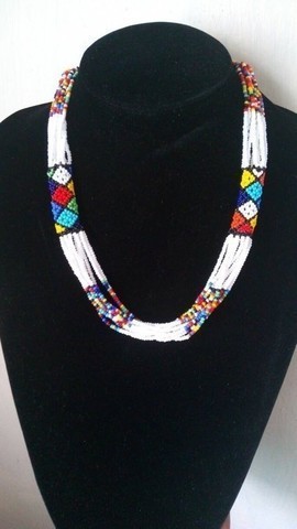 African Zulu beaded necklace, Rope necklace, Tribal necklace, Elegant necklace