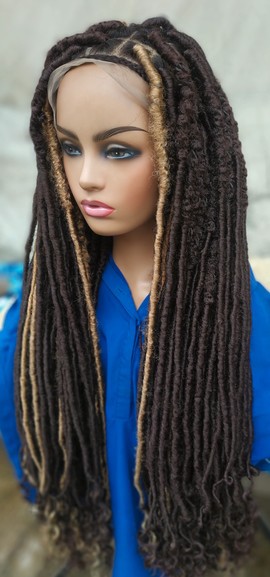 Braids wig,wig for black women, frontal wig, soft faux locs, distressed locs,free shipping