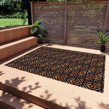 Colorful Outdoor Rug African Print Carpet Brown (LARGER SIZES AVAILABLE)
