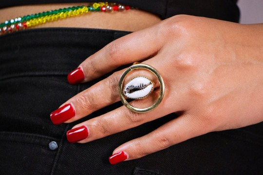 Bague bronze &amp; cauris « Antique »