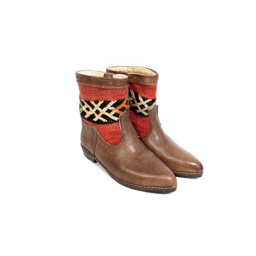 Botte en cuir véritable et kilim fait main haut de gamme.