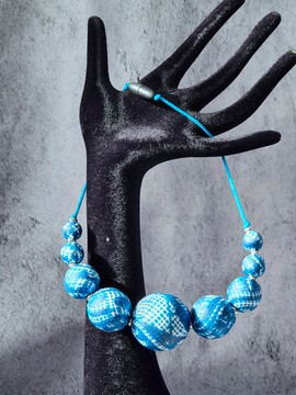 Collier YEMOJA NDOP TURQOISE en perles WAX tissu-pagnes et argent 925