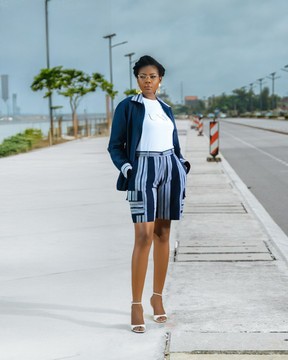 Ensemble short+sur chemise Kanvô bleu