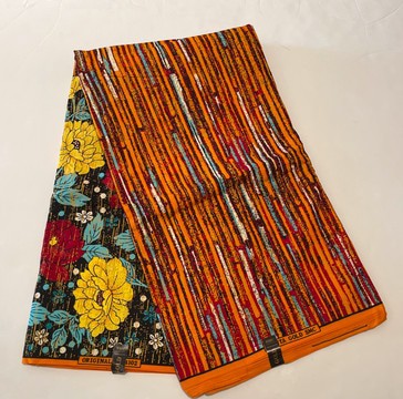 African Print Ankara Floral Print and Striped Multicolor Cotton Fabric - By the Yard
