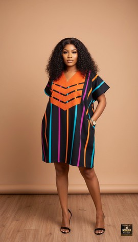 Multicolor Patchwork Kaftan Dress