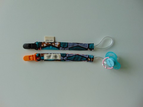 Handmade Wax Green Orange Pacifier Clip