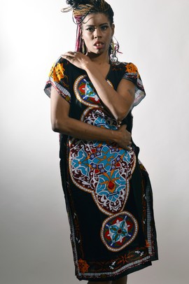 black printed mandala caftan