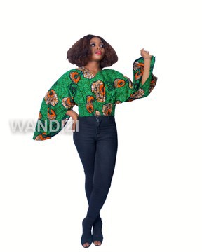 African Print Crop Top with butterfly sleeves, Ankara Top, African PrintTop,