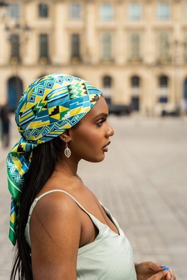 Bandeau Cheveux Ethnique Wax Africain - Motif Pin-up Black, 100% Coton, Neuf Sans étiquette