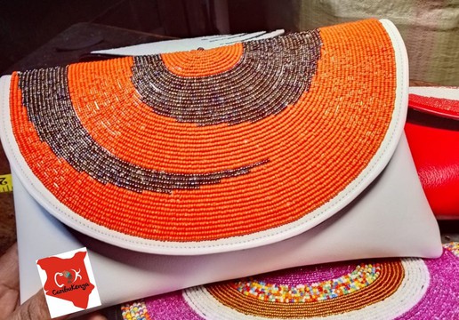 White Leather Beaded Female Clutchbag,Masai Beaded Clutchbag,Handmade Leather Women Purse