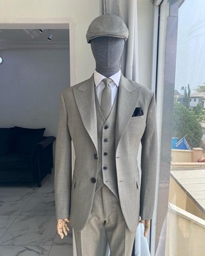 Costume 3 pièces gris irlandais sur mesure rechargé "Peaky Blinders" pour homme avec bouton en corne de perle